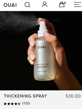OUAI Thickening Spray — Silver and White Bottle